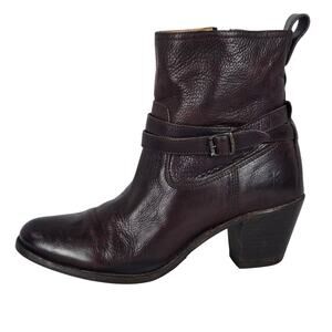 FRYE Boot Jackie Rivet Brown Leather Ankle Heel Bootie SZ 9 Boho Minimalist 942